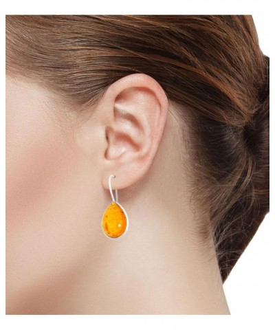 925 Sterling Silver Statement Fixed Wire Earring for Women Pear Gemstone Handmade Jewelry for Gift (98561_E) Amber $18.09 Ear...