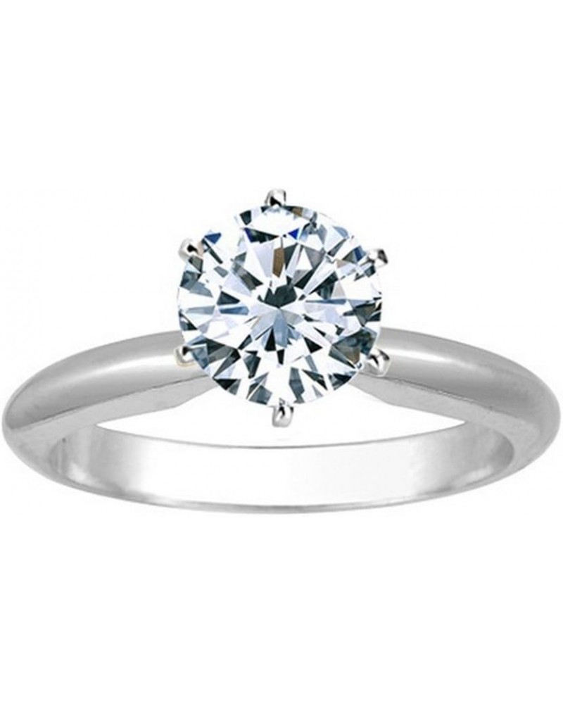 1/2 Carat Round Cut Diamond Solitaire Engagement Ring 14K White Gold 6 Prong (J, I2, 0.45 c.t.w) Very Good Cut 4.5 Platinum $...