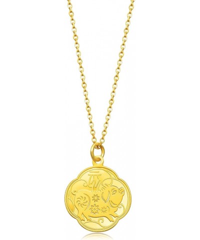 Chinese Gifting Collection 999.9 24K Solid Gold Price-by-Weight Gold Plum blossom-shaped 12 Chinese Zodiac Pendent for Women ...