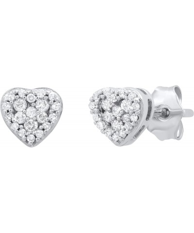 0.20 Carat (ctw) Round White Diamond Ladies Heart Shape Stud Earrings 1/5 CT, Sterling Silver $45.37 Earrings