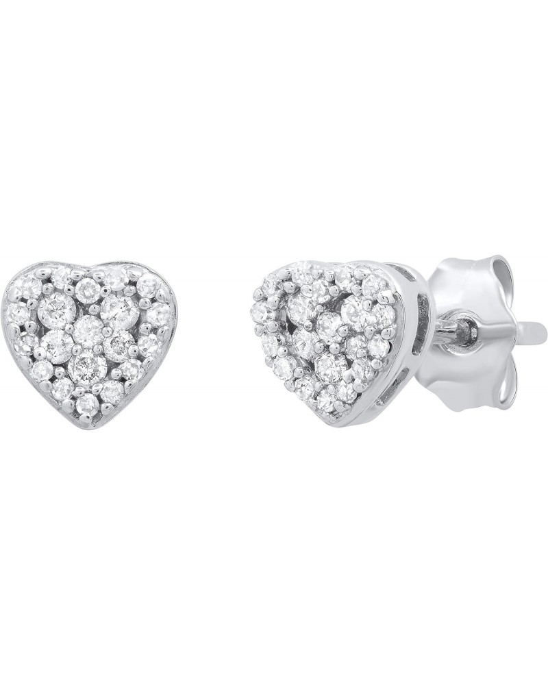 0.20 Carat (ctw) Round White Diamond Ladies Heart Shape Stud Earrings 1/5 CT, Sterling Silver $45.37 Earrings