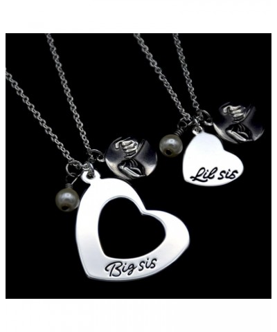 Big Sis Lil Sis Necklaces Set for 2, Silver Sister Bff Forever, Stainless Steel Pinky Promise Sister Best Friend Necklace Set...