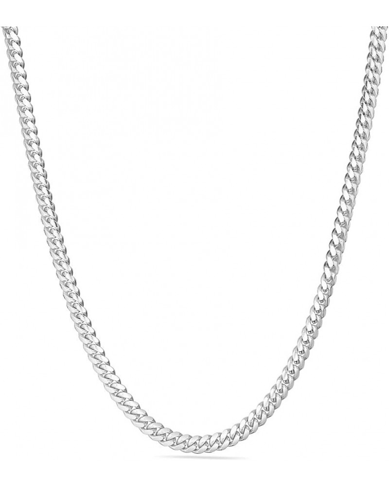 Solid 925 Sterling Silver 2MM,2.5MM, 3.5MM, 4MM Miami Cuban Chain Necklace- Lobster Lock-16-30"- Made In Italy 30 4MM $25.70 ...