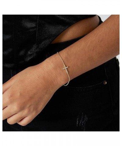 Dainty Gold Bracelets for Women Cute Tiny Sideways Cross Bracelets Delicate Heart-Shaped Bracelet Cute Handmade Wedding Jewel...