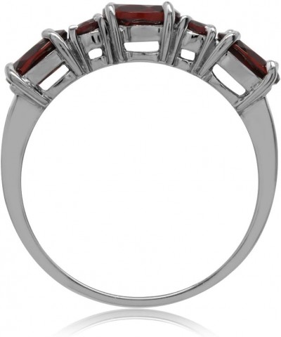 3 Stone White Gold Plated 925 Sterling Silver Ring 9.25 Silver Natural Red Garnet $11.68 Rings