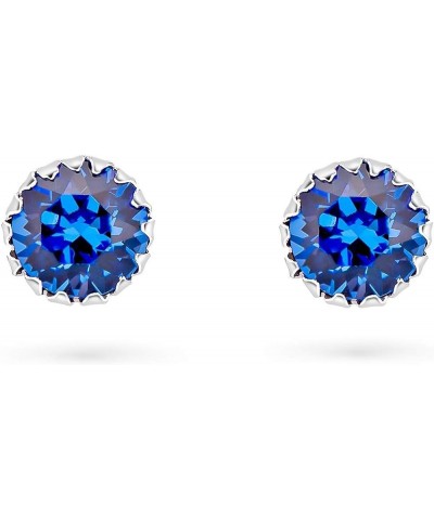 925 Sterling Silver SMALL/MEDIUM Round Stud Earrings made with Crystals from Swarovski Elements - Diameter: 6 mm Deep Blue $1...