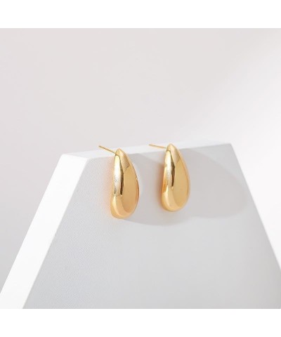 Chunky Gold Hoop Earrings for Women Lightweight 18K Gold Plated Hypoallergenic Waterdrop Hollow stud Earrings Trendy Statemen...