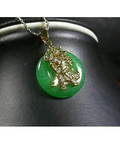 Yellow Gold Plate Green JADE Circle Guan Gong God Pendant Necklace 252561 $11.96 Necklaces