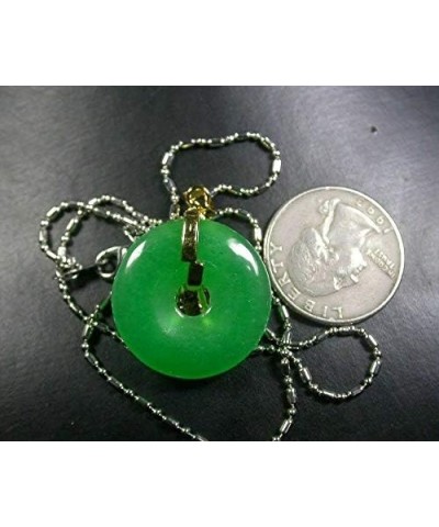 Yellow Gold Plate Green JADE Circle Guan Gong God Pendant Necklace 252561 $11.96 Necklaces