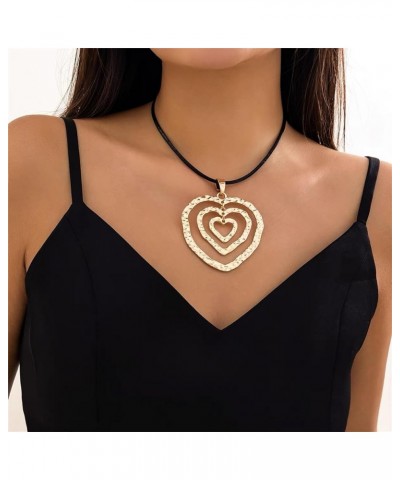 Chunky Puffy Heart Choker Necklace Big Heart Pendant Y2k Grunge Trendy Jewelry Necklace Accessories for Teen Girls Women Gold...