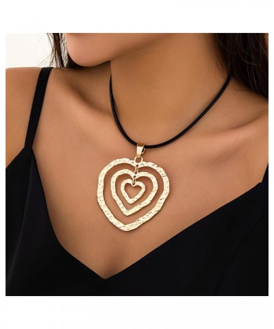 Chunky Puffy Heart Choker Necklace Big Heart Pendant Y2k Grunge Trendy Jewelry Necklace Accessories for Teen Girls Women Gold...