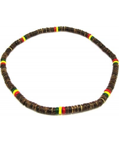 Rasta Bracelet Wood Bracelet Beaded Bracelet - Rasta Bracelet Cotton Handmade Reggae Jewelry Boho Stretch Necklace /16 Inch $...