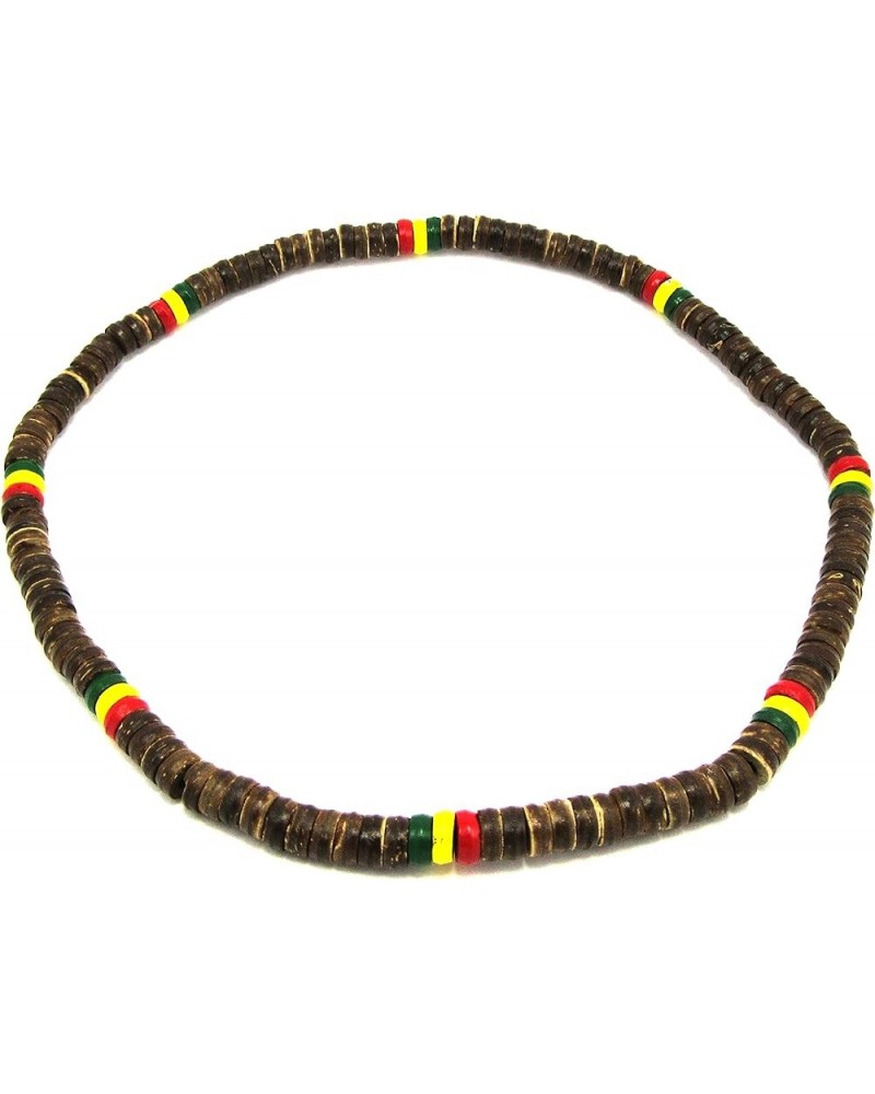 Rasta Bracelet Wood Bracelet Beaded Bracelet - Rasta Bracelet Cotton Handmade Reggae Jewelry Boho Stretch Necklace /16 Inch $...