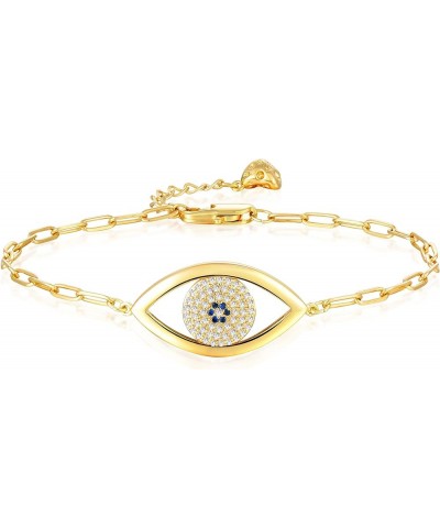 Bracelet for Women 14K Gold Plated Dainty Chain Simple Jewelry Cute for Girls Evil Eye Paperclip Chain $10.08 Bracelets