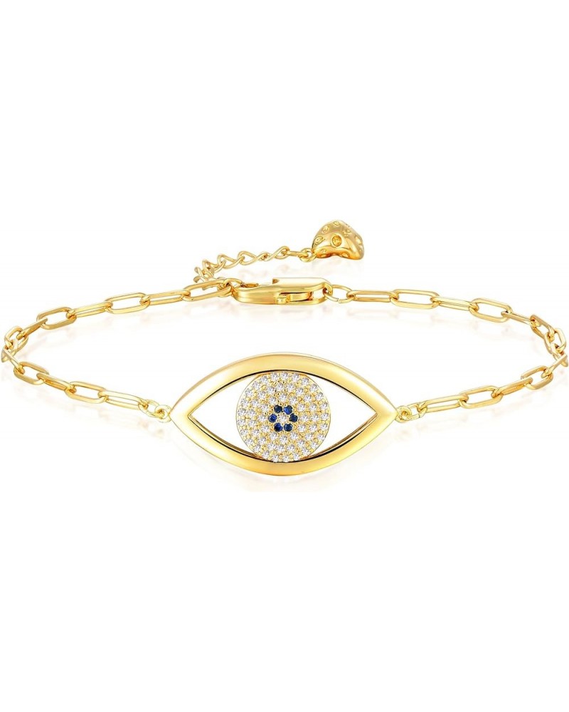 Bracelet for Women 14K Gold Plated Dainty Chain Simple Jewelry Cute for Girls Evil Eye Paperclip Chain $10.08 Bracelets