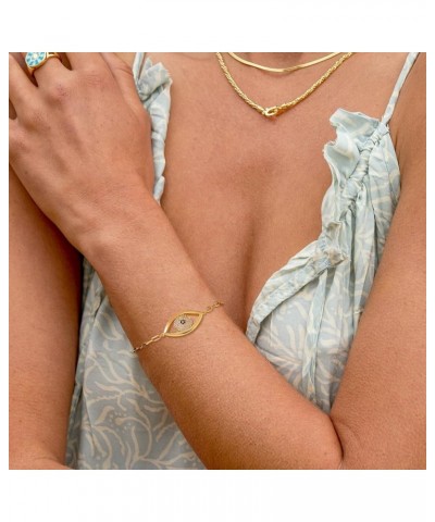 Bracelet for Women 14K Gold Plated Dainty Chain Simple Jewelry Cute for Girls Evil Eye Paperclip Chain $10.08 Bracelets