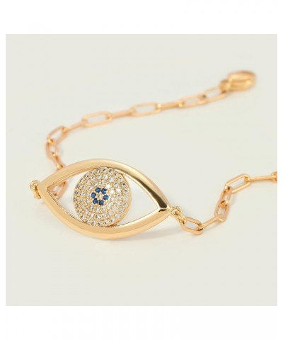 Bracelet for Women 14K Gold Plated Dainty Chain Simple Jewelry Cute for Girls Evil Eye Paperclip Chain $10.08 Bracelets