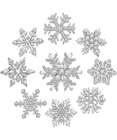 9PCS Christmas Snowflake Brooches Winter Holiday Rhinestone Snowflake Brooch Pins Set for Women Men Family Christmas New Year...