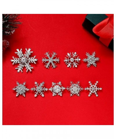 9PCS Christmas Snowflake Brooches Winter Holiday Rhinestone Snowflake Brooch Pins Set for Women Men Family Christmas New Year...