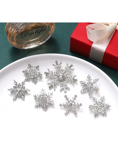 9PCS Christmas Snowflake Brooches Winter Holiday Rhinestone Snowflake Brooch Pins Set for Women Men Family Christmas New Year...