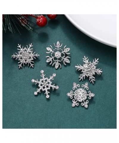 9PCS Christmas Snowflake Brooches Winter Holiday Rhinestone Snowflake Brooch Pins Set for Women Men Family Christmas New Year...