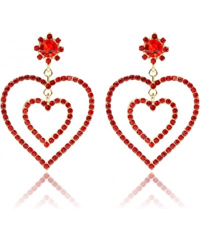 Valentine's Day Red Love Heart Shiny Dangle Earrings for Women Girls Valentines Dangling Pendant Earrings for Women Jewelry G...