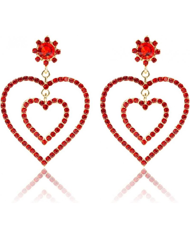 Valentine's Day Red Love Heart Shiny Dangle Earrings for Women Girls Valentines Dangling Pendant Earrings for Women Jewelry G...