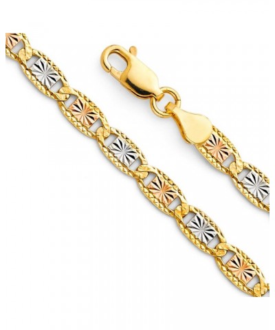 14k REAL Tri Color Gold Solid 3mm Star/Edge Diamond Cut Chain Necklace with Lobster Claw Clasp 18.0 Inches $86.02 Bracelets