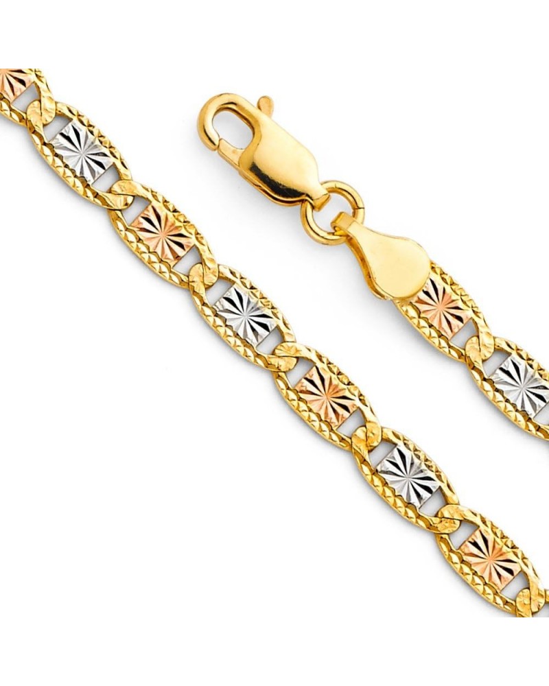 14k REAL Tri Color Gold Solid 3mm Star/Edge Diamond Cut Chain Necklace with Lobster Claw Clasp 18.0 Inches $86.02 Bracelets