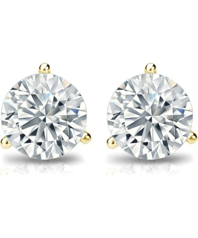 1/20-1/8 Carat Round Brilliant Solitaire Lab-Grown Diamond Matini Stud Earrings For Women Girls infants | 14k Yellow or White...