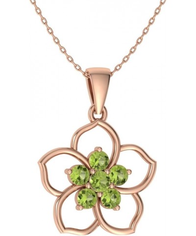 Natural and Certified Gemstone Flower Necklace in 14k Solid Gold | 0.21 Carat Pendant with Chain Peridot 14K Rose Gold $102.9...