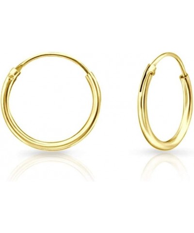 925 Sterling Silver 24K Yellow Gold Plated TINY/SMALL/MEDIUM/LARGE Endless Hoops/Sleepers Earrings - Thickness 1.5 mm - Outer...