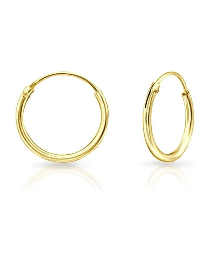 925 Sterling Silver 24K Yellow Gold Plated TINY/SMALL/MEDIUM/LARGE Endless Hoops/Sleepers Earrings - Thickness 1.5 mm - Outer...