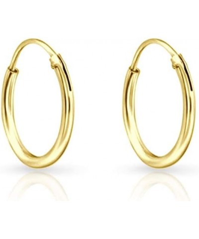 925 Sterling Silver 24K Yellow Gold Plated TINY/SMALL/MEDIUM/LARGE Endless Hoops/Sleepers Earrings - Thickness 1.5 mm - Outer...