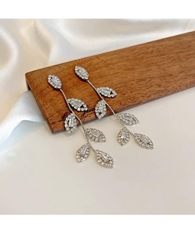 Bridal Earrings Rhinestone Dangle Earrings for Wedding Prom Anniversary Delicate Leaf Earrings Long Earrings Elegant Earrings...