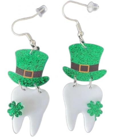 St. Patrick's Day Green Lucky Grass Dinosaur Earrings be Lucky for you teeth $4.70 Earrings