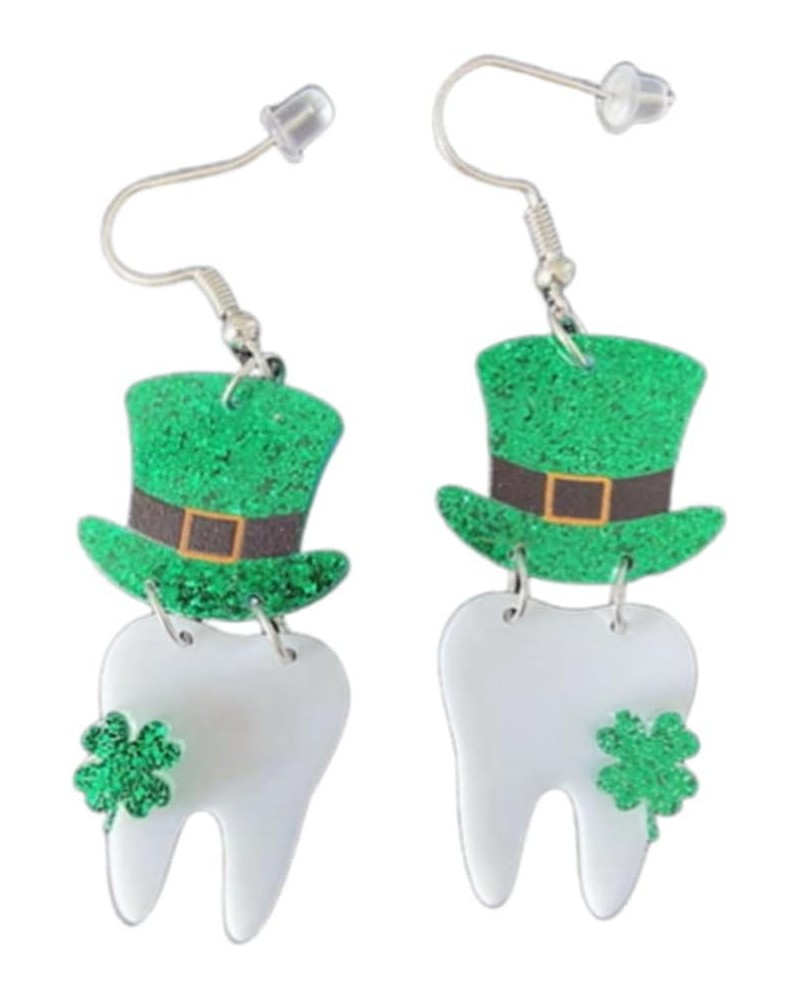 St. Patrick's Day Green Lucky Grass Dinosaur Earrings be Lucky for you teeth $4.70 Earrings