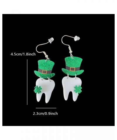 St. Patrick's Day Green Lucky Grass Dinosaur Earrings be Lucky for you teeth $4.70 Earrings