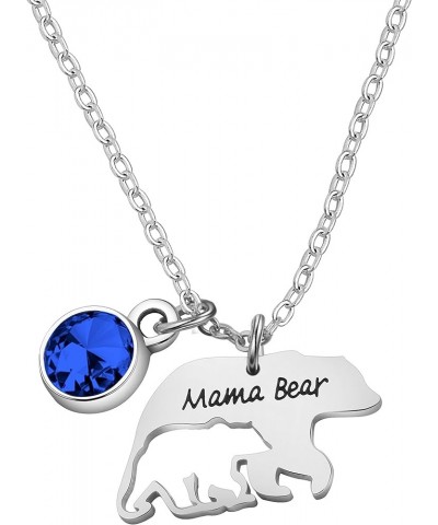 Mama Bear Necklace Mom Necklace Mothers Day Gifts Mama and Baby Bear Necklace with 12 Months Birthstone Birthday Gift Family ...