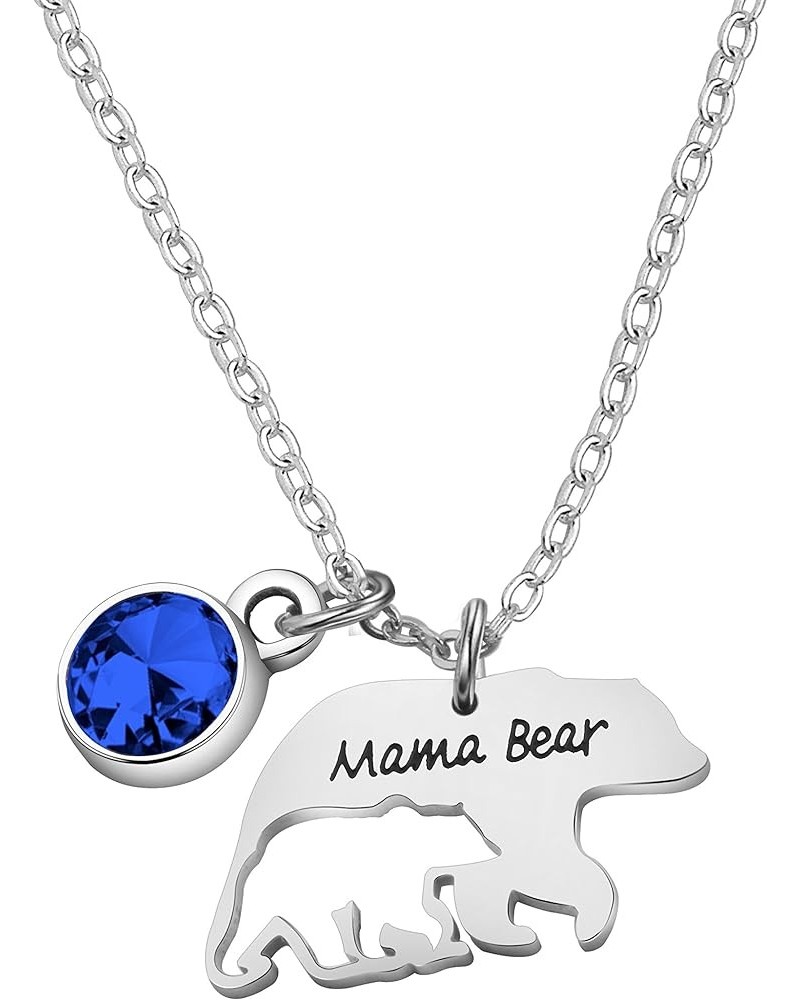 Mama Bear Necklace Mom Necklace Mothers Day Gifts Mama and Baby Bear Necklace with 12 Months Birthstone Birthday Gift Family ...