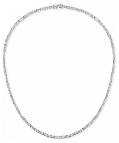 18K White Gold Plated 2.0mm Round Cubic Zirconia Classic Tennis Necklace For Women 18 Inch $25.91 Necklaces