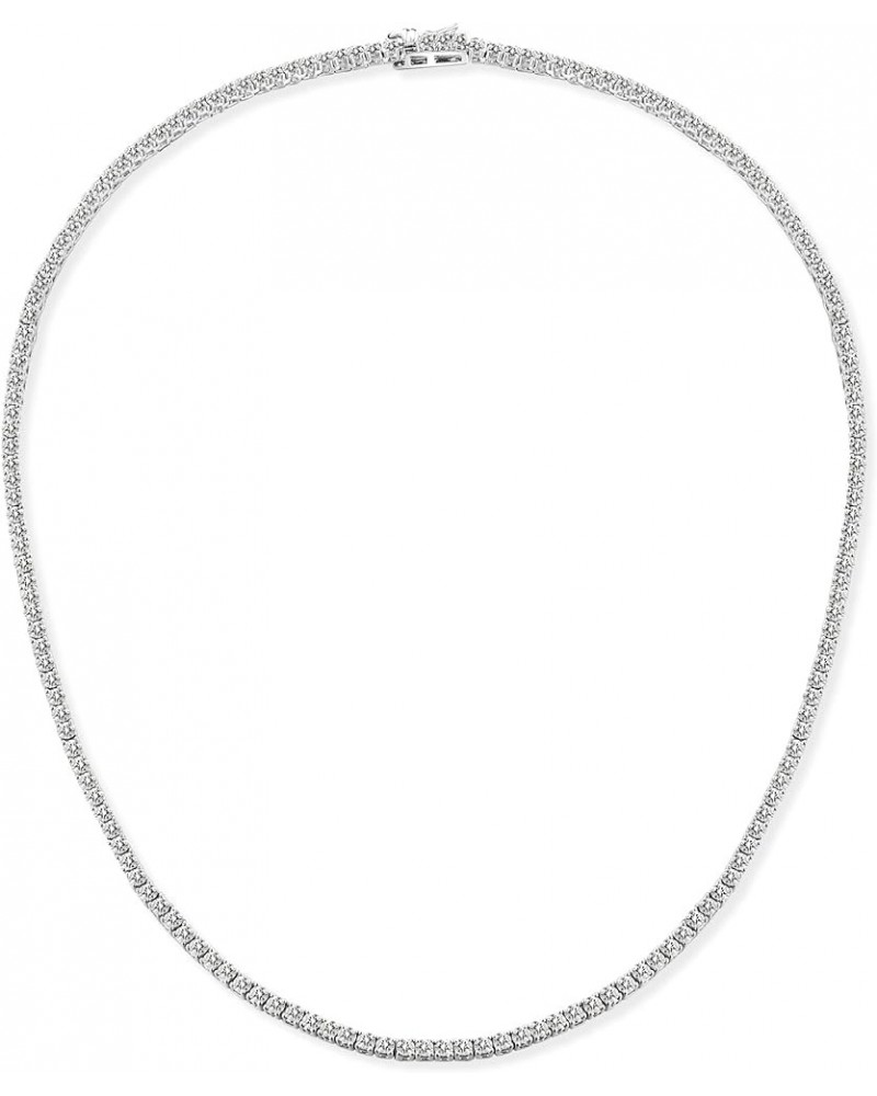 18K White Gold Plated 2.0mm Round Cubic Zirconia Classic Tennis Necklace For Women 18 Inch $25.91 Necklaces