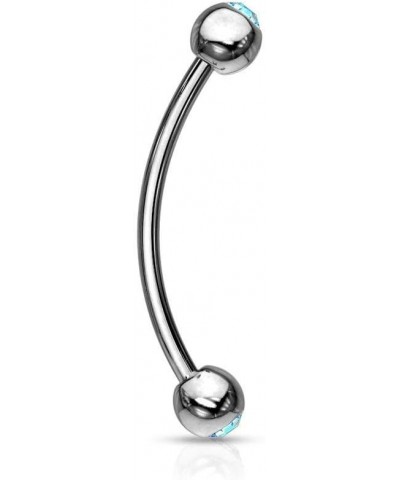 12mm Surgical Steel Curved Barbell w/Gemmed Ends for Snake Eyes Tongue Piercing 12.0 Millimeters Aqua $8.09 Body Jewelry