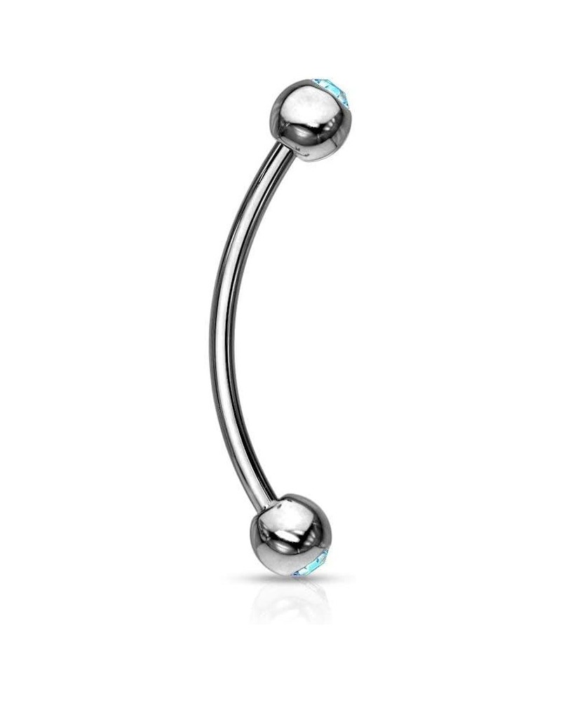 12mm Surgical Steel Curved Barbell w/Gemmed Ends for Snake Eyes Tongue Piercing 12.0 Millimeters Aqua $8.09 Body Jewelry