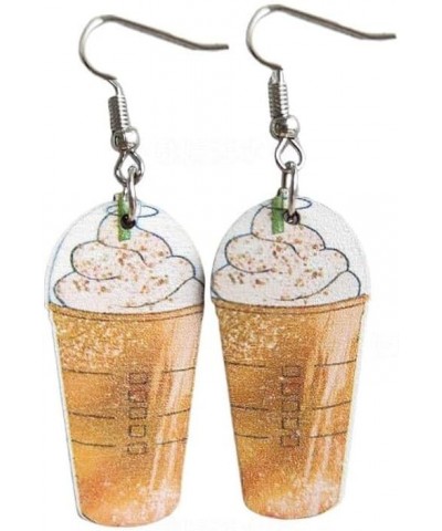 Lovely Drinks Ice Cream Dangle Earrings Milk Tea Coffee Wood Print Earrings Funny Date Play Earrings C $5.67 Earrings