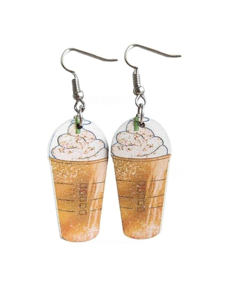 Lovely Drinks Ice Cream Dangle Earrings Milk Tea Coffee Wood Print Earrings Funny Date Play Earrings C $5.67 Earrings