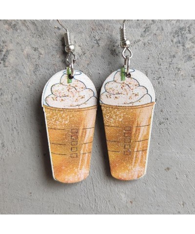 Lovely Drinks Ice Cream Dangle Earrings Milk Tea Coffee Wood Print Earrings Funny Date Play Earrings C $5.67 Earrings