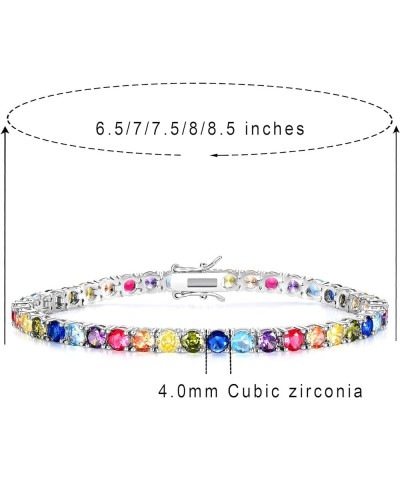 18K White Gold/Yellow Gold Plated Colorful Tennis Bracelet Oval/Round 3-6mm Cubic Zirconia Hypoallergenic Jewelry for Women M...