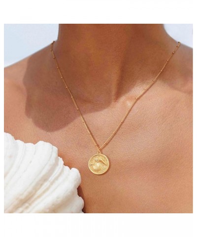 Carved Gold Coin Pendant Necklace for Women Girls Men,18K Gold Plated Dainty Minimalist Necklace for Women Shell $8.98 Necklaces