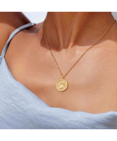 Carved Gold Coin Pendant Necklace for Women Girls Men,18K Gold Plated Dainty Minimalist Necklace for Women Shell $8.98 Necklaces